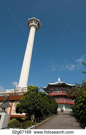Busan tower and pavilion, Yongdusan Park, Jung-gu, Busan, Yeongnam, South Korea View Large Photo Image Stock Photo - Busan tower and pavilion, Yongdusan Park, Jung-gu, Busan, Yeongnam, South Korea. Fotosearch