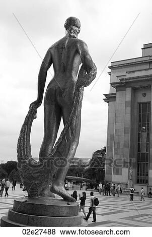 Stock Photo - Chaillot Palace Statue in Paris France. Fotosearch