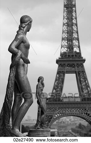 Chaillot Palace Statues and Eiffel Tower in Paris France View Large Photo Image Stock Image - Chaillot Palace Statues and Eiffel Tower in Paris France. Fotosearch