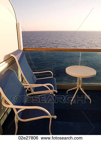 Chairs on balcony of cruise ship View Large Photo Image Stock Photograph - Chairs on balcony of cruise ship. Fotosearch
