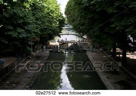 Stock Image - Channel in Paris France. Fotosearch