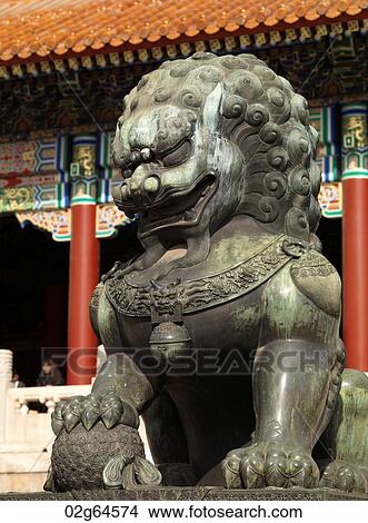 Chinese guardian lions in a palace, Forbidden City, Beijing, China View Large Photo Image Picture - Chinese guardian lions in a palace, Forbidden City, Beijing, China. Fotosearch