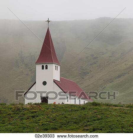 Christian church in misty valley View Large Photo Image Stock Image - Christian church in misty valley. Fotosearch
