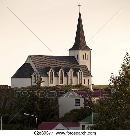 Christian church on hilltop overlooking dwellings View Large Photo Image Stock Photo - Christian church on hilltop overlooking dwellings. Fotosearch