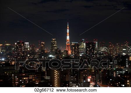 City lit up at night with Tokyo Tower in the background, Tokyo, Japan View Large Photo Image Stock Image - City lit up at night with Tokyo Tower in the background, Tokyo, Japan. Fotosearch