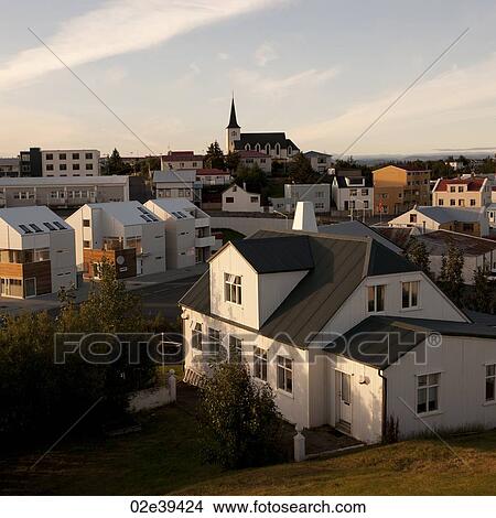 Picture - City rooftops and dwellings. Fotosearch