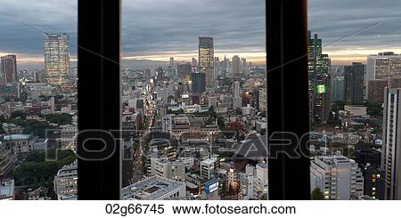 Stock Photography - City skyline viewed from the Tokyo Tower, Minato Ward, Tokyo, Japan. Fotosearch