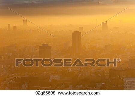 Stock Photo - City skyscrapers viewed from the Tokyo Tower, Minato Ward, Tokyo, Japan. Fotosearch