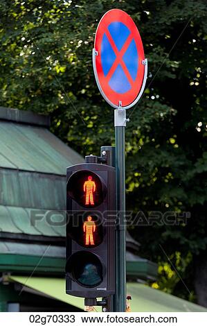 Close-up of a pedestrian crossing light and no stopping sign, Oslo, Norway View Large Photo Image Stock Image - Close-up of a pedestrian crossing light and no stopping sign, Oslo, Norway. Fotosearch
