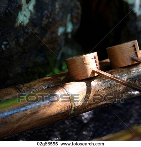 Stock Photography - Close-up of bamboo dippers in Kasuga Taisha Shrine, Nara, Japan. Fotosearch
