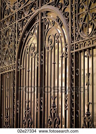 Picture - Close-up of iron gate in Paris France. Fotosearch