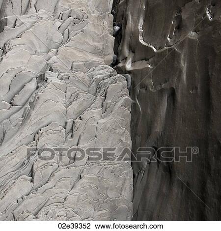 Stock Image - Contrasting geological formations, shale. Fotosearch