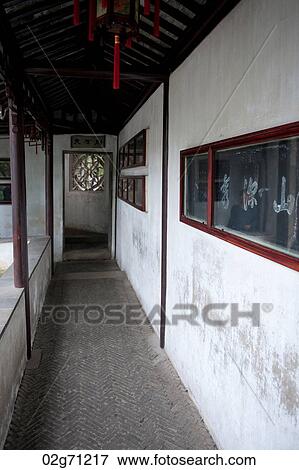 Corridor of a building in Lingering Garden, Suzhou, Jiangsu Province, China View Large Photo Image Stock Photo - Corridor of a building in Lingering Garden, Suzhou, Jiangsu Province, China. Fotosearch