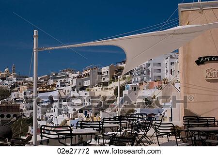 Covered outdoor terrace in Santorini Greece View Large Photo Image Stock Image - Covered outdoor terrace in Santorini Greece. Fotosearch