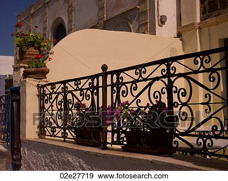 Decorafive iron railing in Santorini Greece View Large Photo Image Stock Photo - Decorafive iron railing in Santorini Greece. Fotosearch