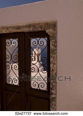 Decorative door in Santorini Greece View Large Photo Image Stock Photo - Decorative door in Santorini Greece. Fotosearch