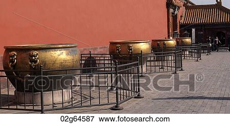 Decorative urns at the Forbidden City, Beijing, China View Large Photo Image Stock Photo - Decorative urns at the Forbidden City, Beijing, China. Fotosearch