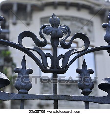 Decorative wrought iron fence in San Jose View Large Photo Image Stock Photography - Decorative wrought iron fence in San Jose. Fotosearch