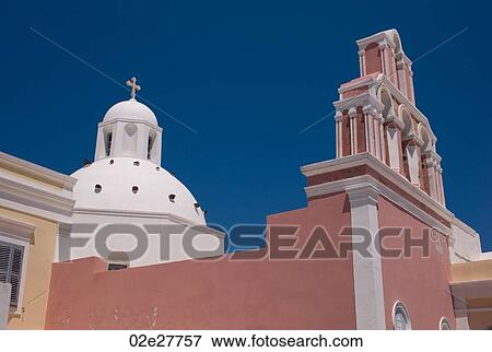 Stock Photo - Dome of church in Santorini Greece. Fotosearch