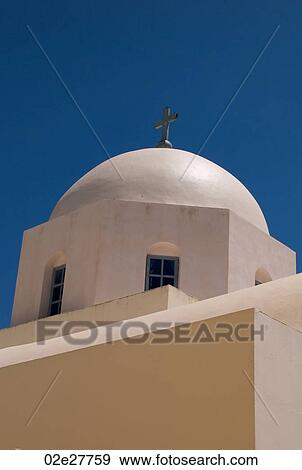 Dome of church in Santorini Greece View Large Photo Image Stock Photo - Dome of church in Santorini Greece. Fotosearch