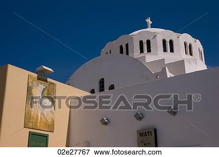 Dome of church in Santorini Greece View Large Photo Image Stock Photo - Dome of church in Santorini Greece. Fotosearch