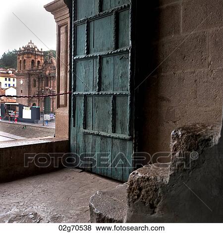Stock Photo - Door of Templo De La Compania De Jesus, Plaza de Armas, Cuzco, Peru. Fotosearch