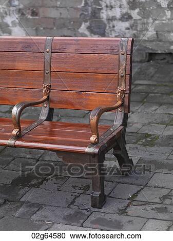 Stock Image - Empty bench in a palace at the Forbidden City, Beijing, China. Fotosearch