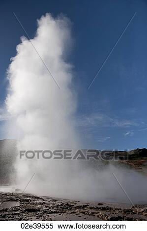 Erupting geyser in Iceland View Large Photo Image Stock Photography - Erupting geyser in Iceland. Fotosearch