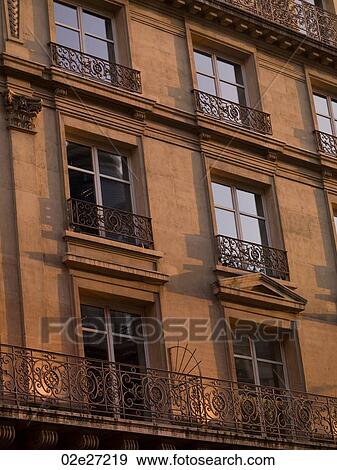 Exterior façade of building in Paris France View Large Photo Image Stock Photo - Exterior façade of building in Paris France. Fotosearch