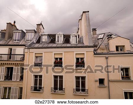 Exterior of buildings in Paris France View Large Photo Image Stock Photo - Exterior of buildings in Paris France. Fotosearch