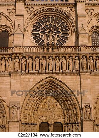 Picture - Exterior wall of Notre Dame Cathedral in Paris France. Fotosearch