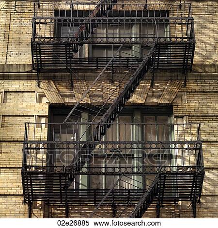 Fire Escape on exterior of building in Manhattan View Large Photo Image Stock Photography - Fire Escape on exterior of building in Manhattan. Fotosearch