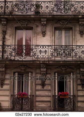 Stock Image - Front of building in Paris France. Fotosearch