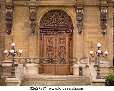 Stock Image - Front of building in Paris France. Fotosearch