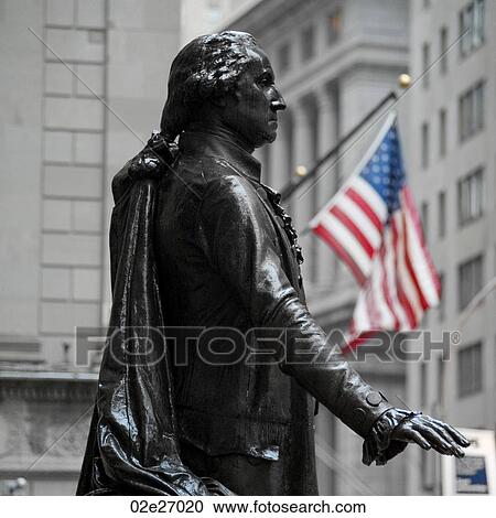 Stock Image - George Washington Statue in Manhattan, New York City, U. S. A.. Fotosearch
