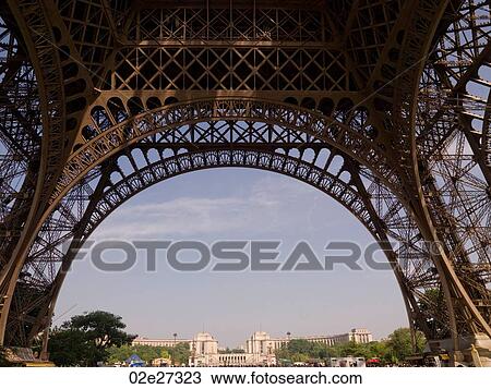 Stock Image - Girders of the Eiffel Tower in Paris France. Fotosearch