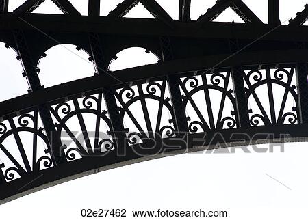 Stock Image - Girders of the Eiffel Tower in Paris France. Fotosearch