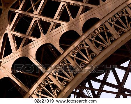 Stock Photo - Girders of the Eiffel Tower in Paris France. Fotosearch