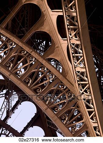 Stock Photograph - Girders of the Eiffel Tower in Paris France. Fotosearch
