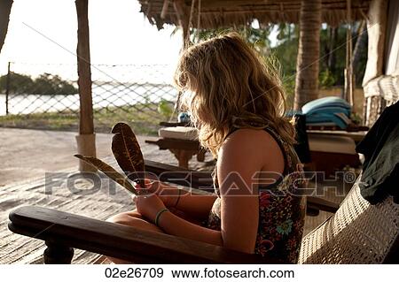 Girl at Manda Bay Resort View Large Photo Image Stock Photo - Girl at Manda Bay Resort. Fotosearch