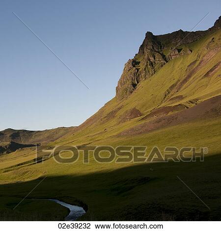 Grassland in mountain valley with stream View Large Photo Image Stock Image - Grassland in mountain valley with stream. Fotosearch