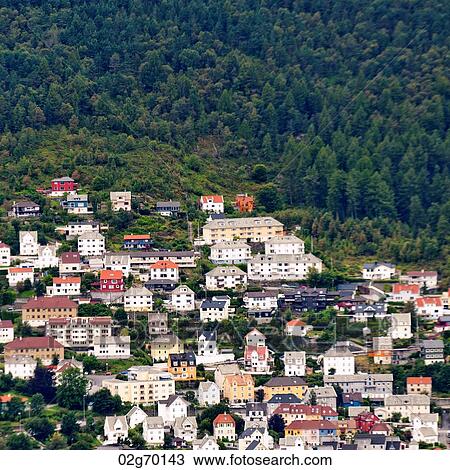 High angle view of a cityscape, Bergen, Norway View Large Photo Image Stock Image - High angle view of a cityscape, Bergen, Norway. Fotosearch