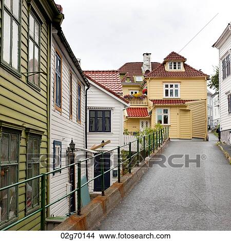 Houses along a bridge, Bergen, Norway View Large Photo Image Picture - Houses along a bridge, Bergen, Norway. Fotosearch