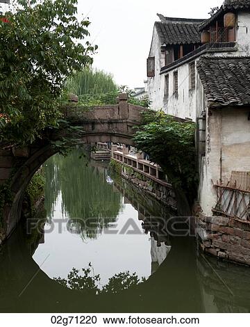 Houses along a canal, Zhouzhuang, Jiangsu Province, China View Large Photo Image Stock Image - Houses along a canal, Zhouzhuang, Jiangsu Province, China. Fotosearch