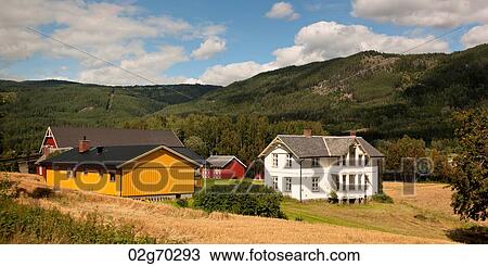 Houses in the valley, Norway View Large Photo Image Stock Image - Houses in the valley, Norway. Fotosearch