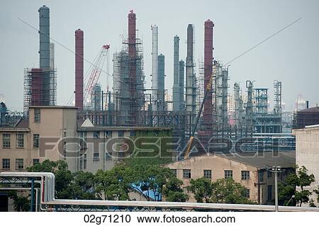 Industry in a city, Yangtze River, Shanghai, China View Large Photo Image Stock Image - Industry in a city, Yangtze River, Shanghai, China. Fotosearch