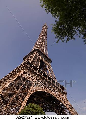 Picture - Looking upward at the Eiffel Tower. Fotosearch