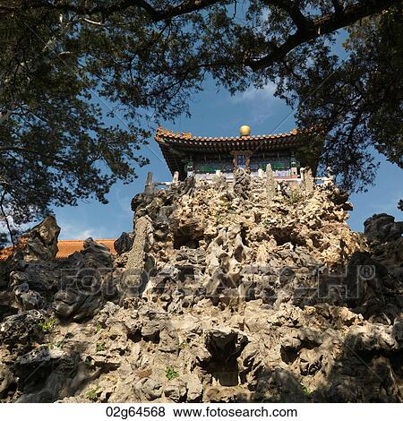 Low angle view of a pavilion on a cliff at the Imperial Garden, Forbidden City, Beijing, China View Large Photo Image Stock Photo - Low angle view of a pavilion on a cliff at the Imperial Garden, Forbidden City, Beijing, China. Fotosearch
