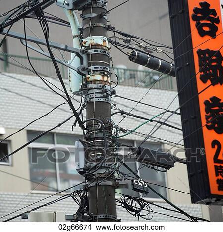 Low angle view of an electric pole, Tokyo, Japan View Large Photo Image Picture - Low angle view of an electric pole, Tokyo, Japan. Fotosearch