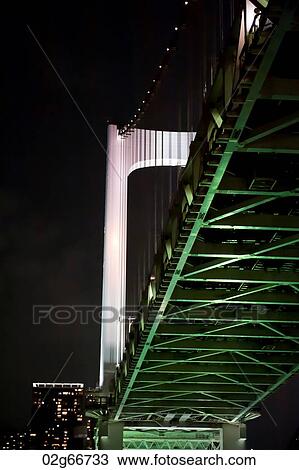 Low angle view of Rainbow Bridge, Tokyo Bay, Minato Ward, Tokyo, Japan View Large Photo Image Stock Image - Low angle view of Rainbow Bridge, Tokyo Bay, Minato Ward, Tokyo, Japan. Fotosearch